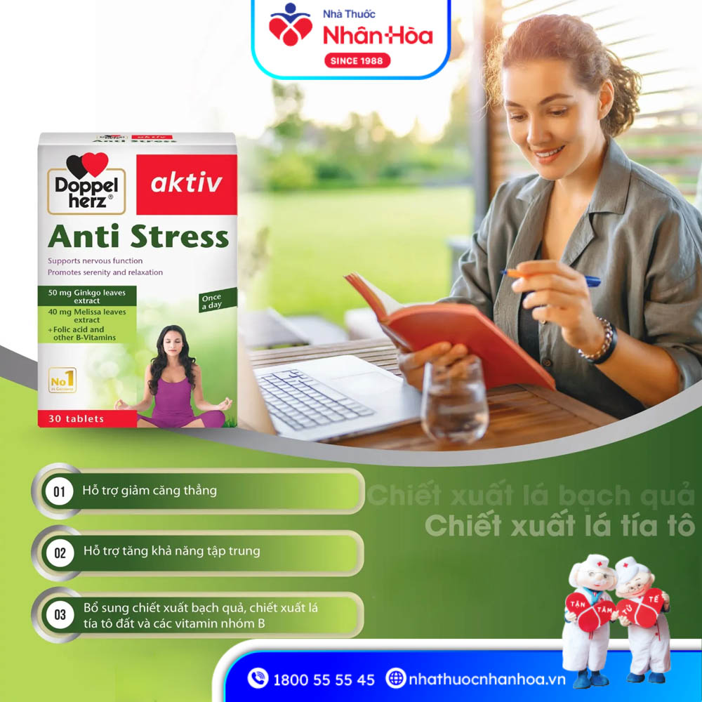 Viên Uống Anti Stress Doppelherz Hỗ Trợ Giảm Căng Thẳng (Hộp 30 Viên)