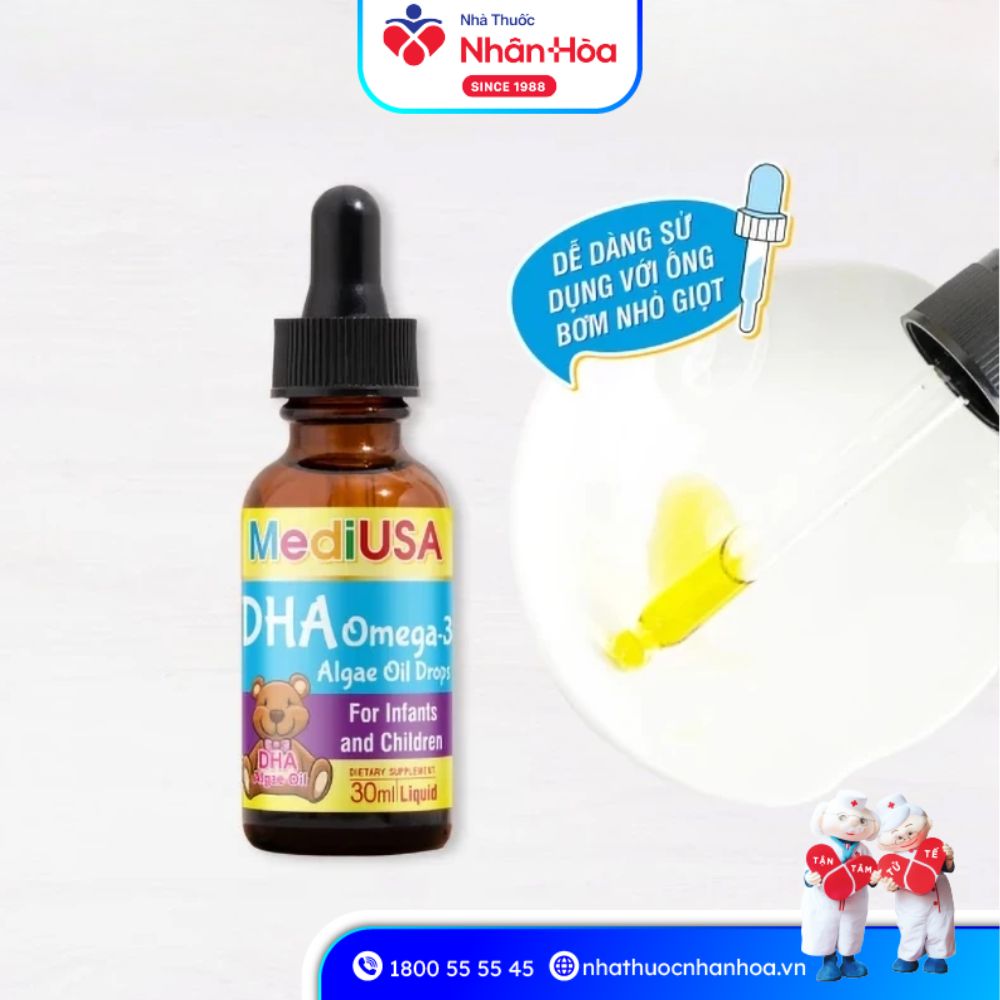 Cách dùng Siro DHA Omega-3 Algae Oil Drops MediUSA