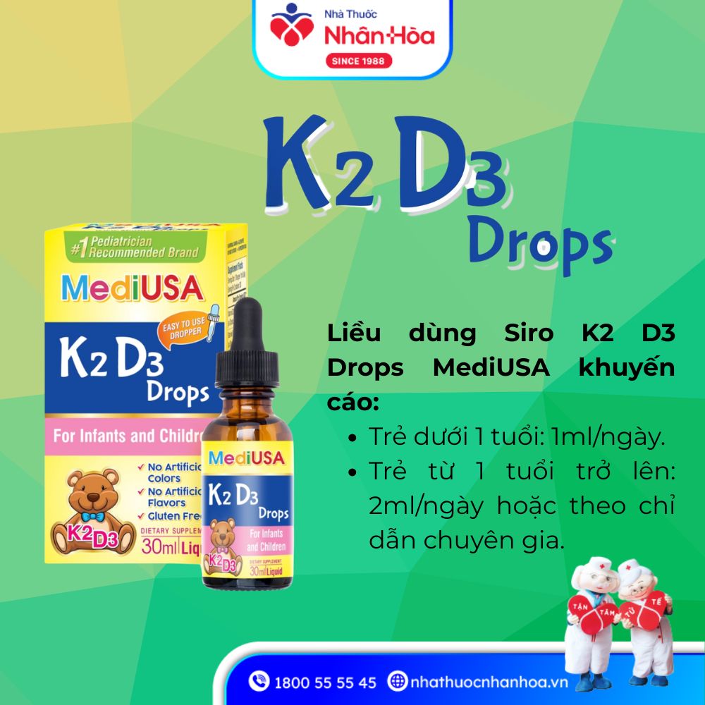 Cách dùng Siro K2 D3 Drops MediUSA