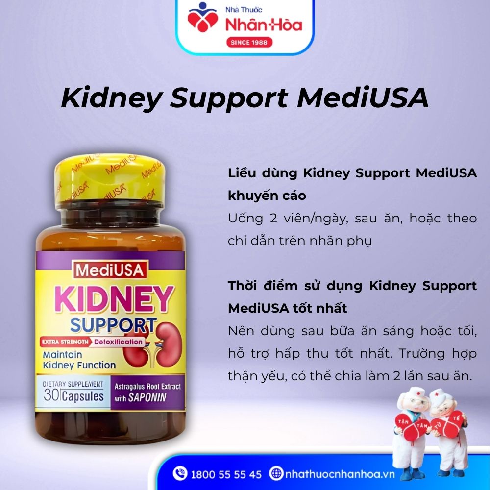 Cách dùng Viên uống Kidney Support MediUSA