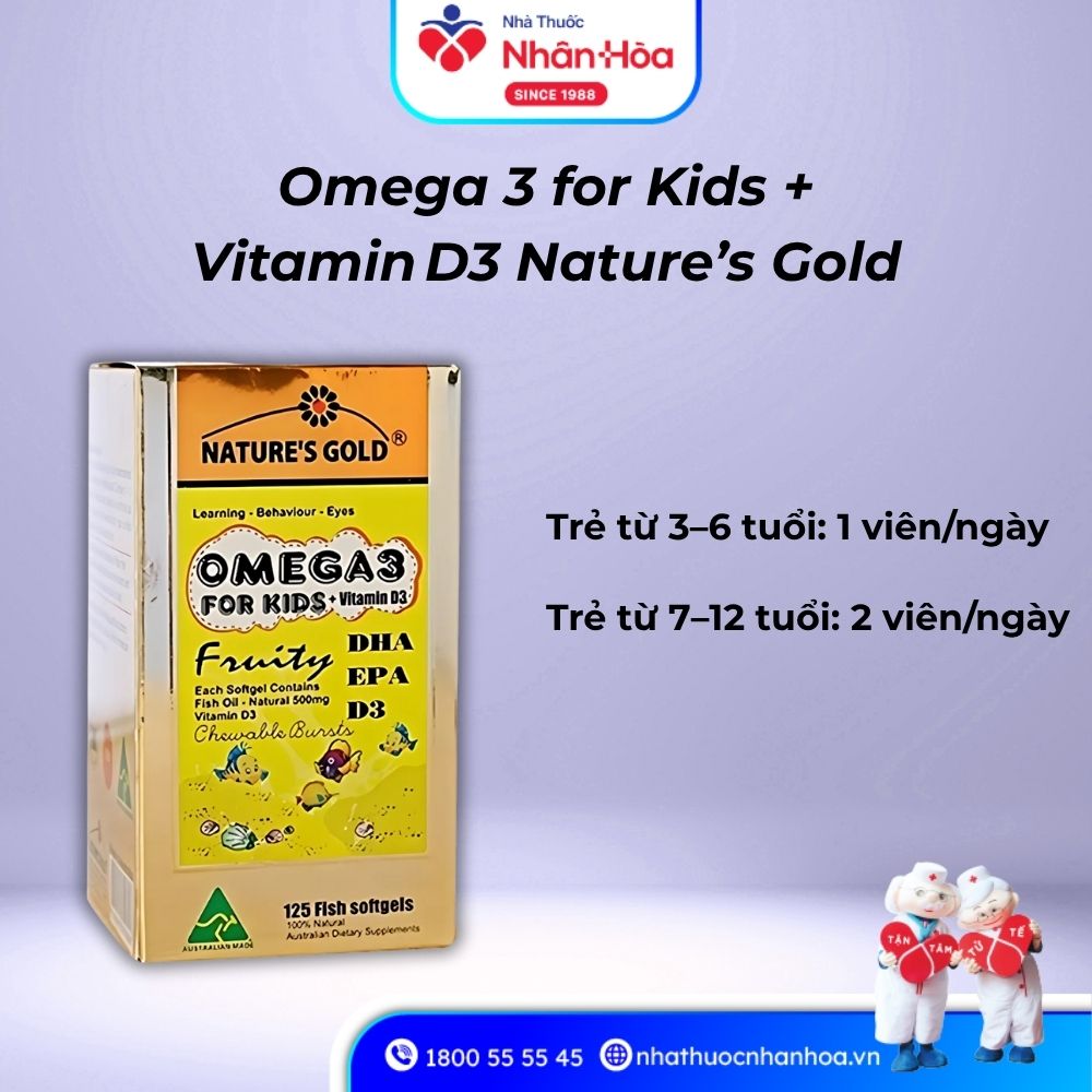 Cách dùng Omega 3 for Kids + Vitamin D3 Nature’s Gold