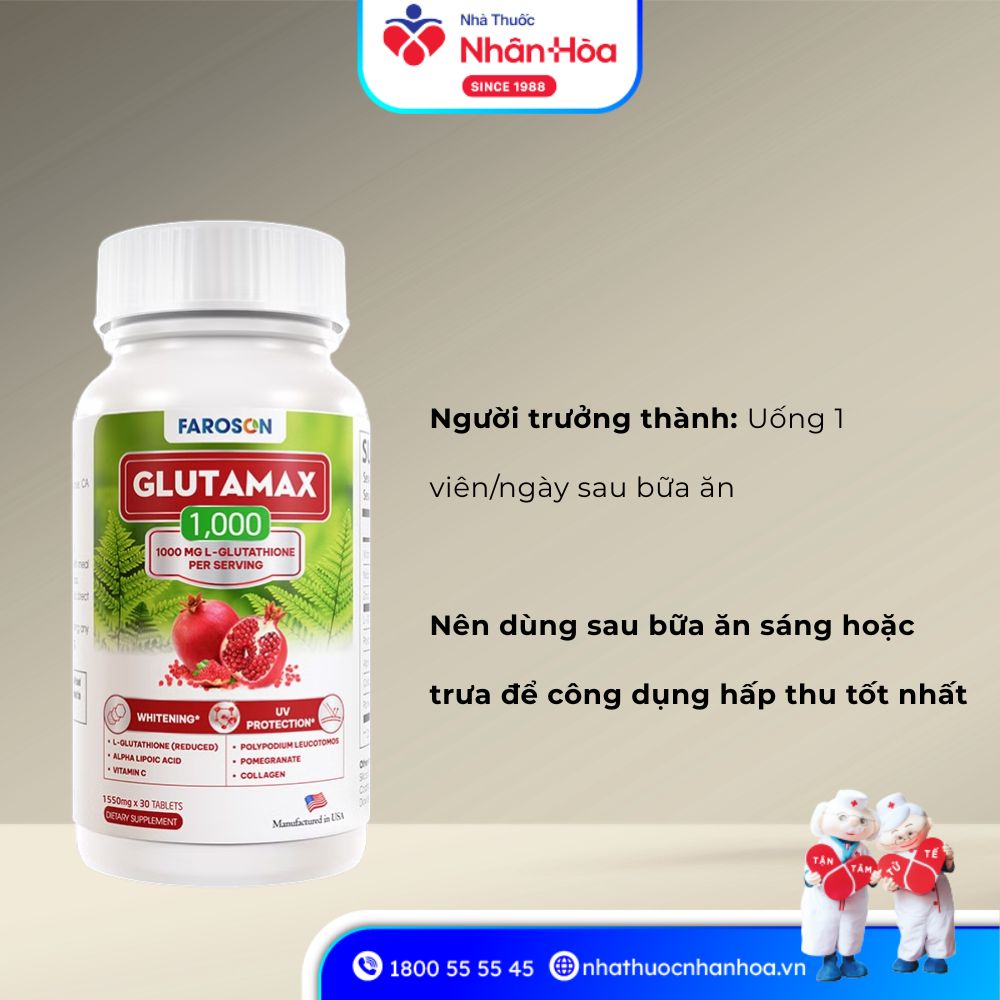 Cách dùng Viên Uống Farason Glutamax 1.000 Profa