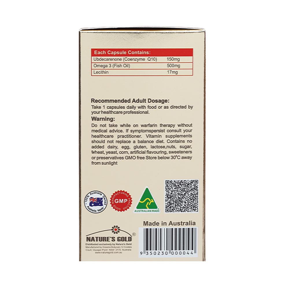 Viên uống Coenzyme Q10 150mg Nature’s Gold Hỗ trợ Tim mạch (Hộp 60 Viên)