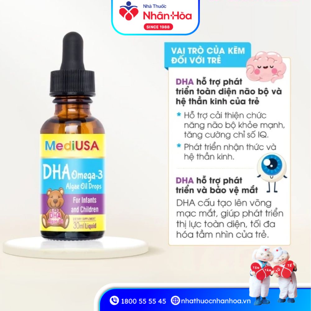 Công dụng Siro DHA Omega-3 Algae Oil Drops MediUSA