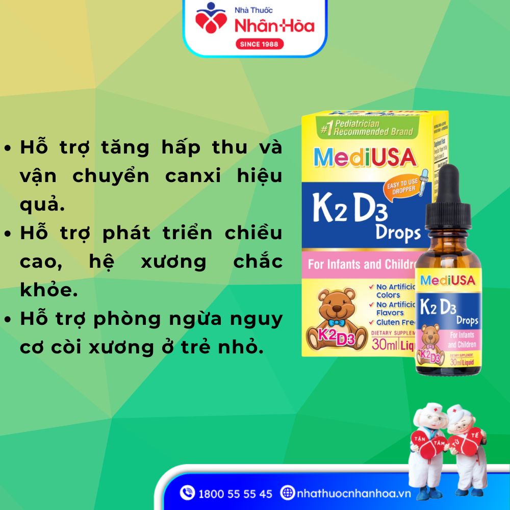 Công dụng Siro K2 D3 Drops MediUSA