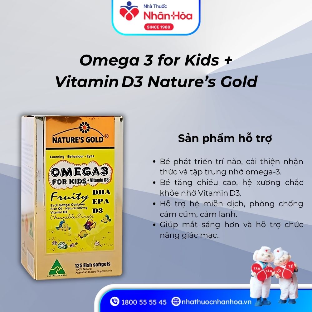 Công dụng Omega 3 for Kids + Vitamin D3 Nature’s Gold