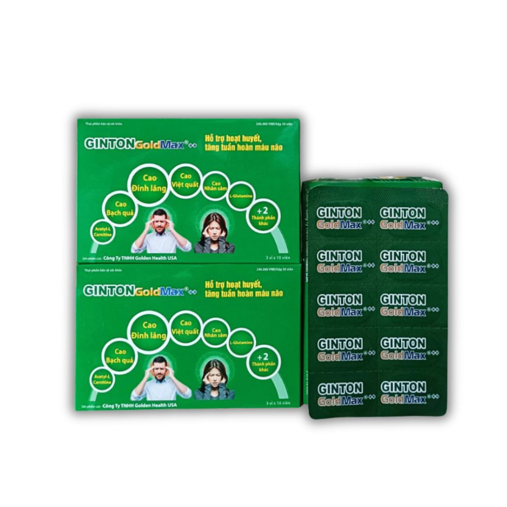 Viên Uống Ginton Gold Max++ Hỗ Trợ Tăng Cường Tuần Hoàn Máu Não (Hộp 30 Viên)