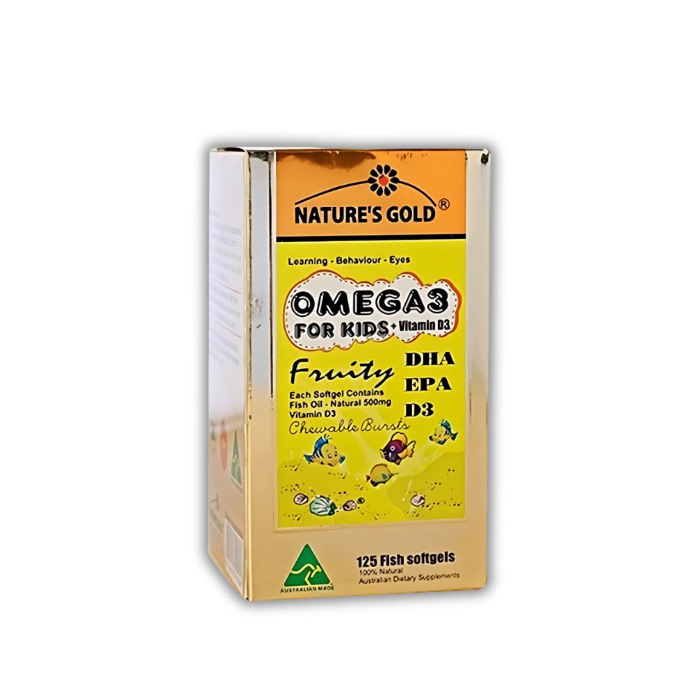 Viên Uống Omega 3 for Kids + Vitamin D3 Nature’s Gold Hỗ Trợ Bé Khỏe, Cao, Thông Minh (Hộp 125 Viên)