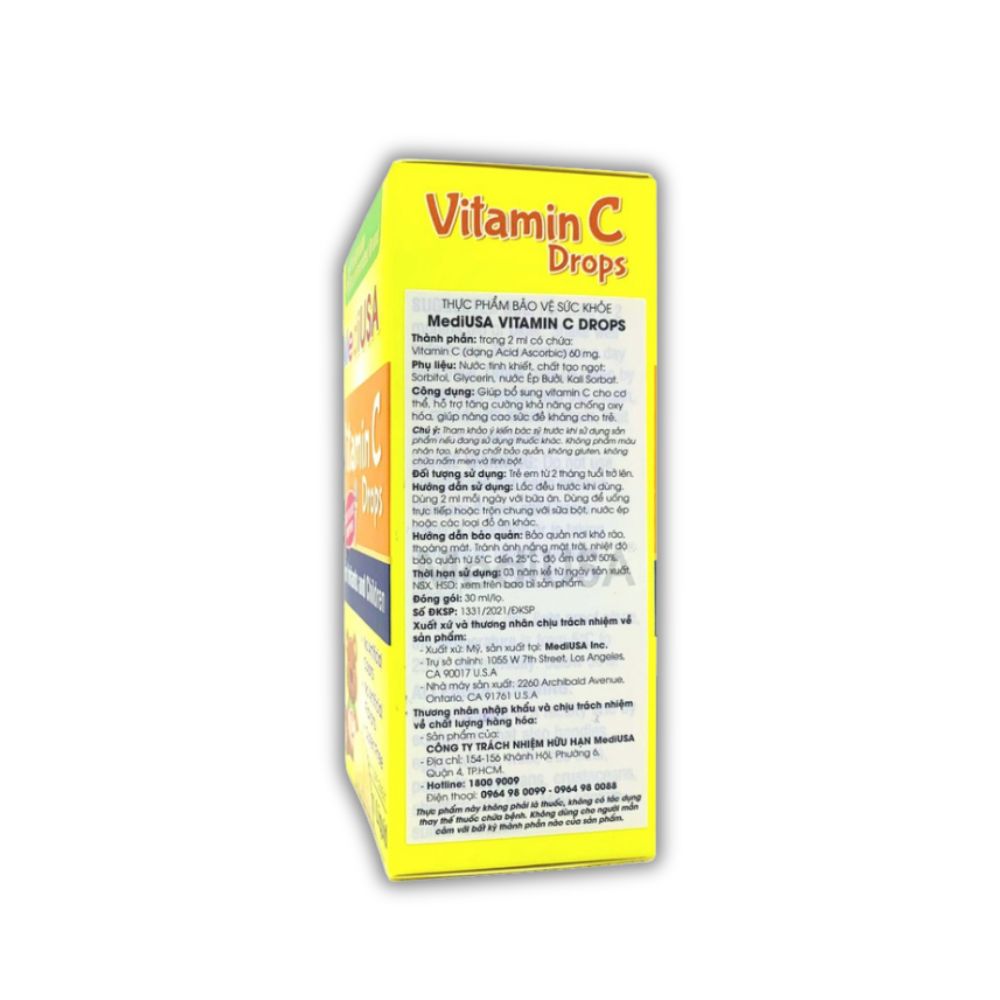 Siro Vitamin C Drops MediUSA Hỗ Trợ Bổ Sung Vitamin C (Chai 30 ml)