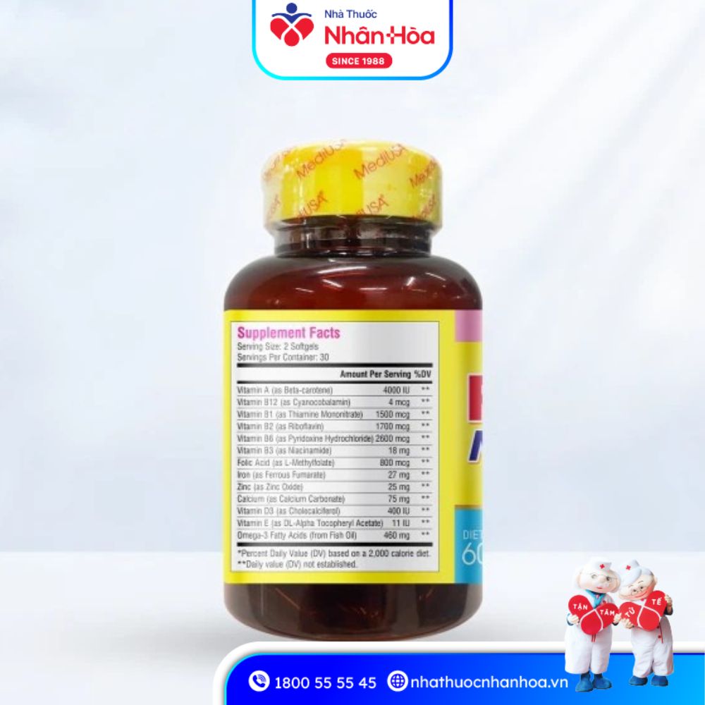Thành Phần của Prenatal Multi + DHA MediUSA