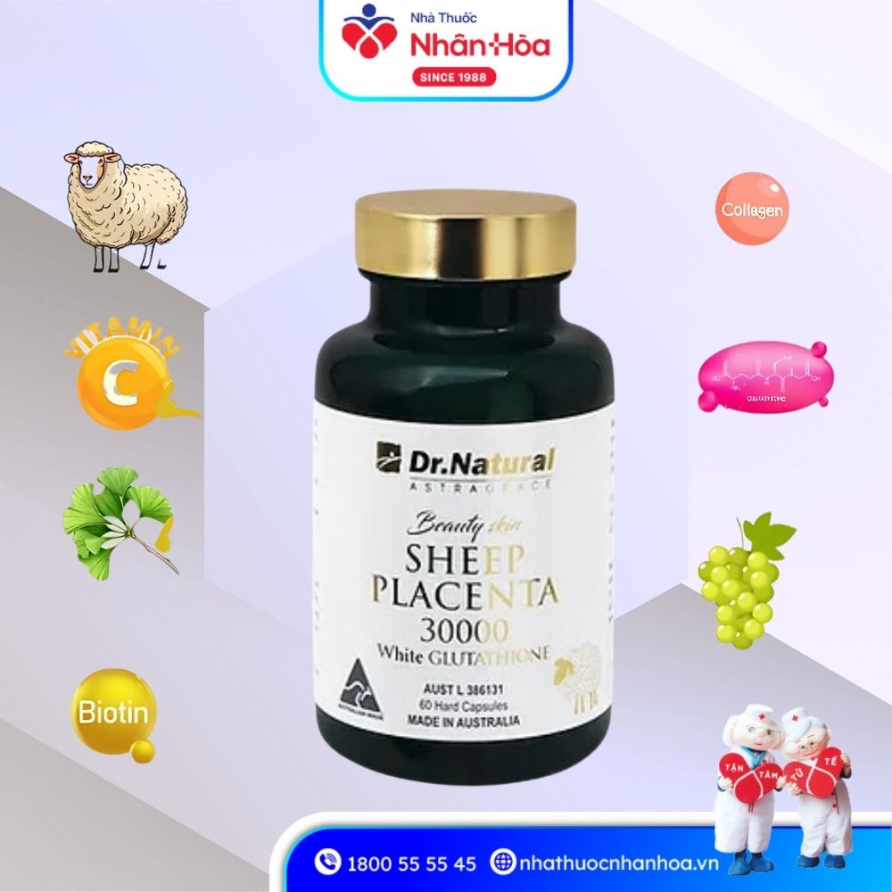 Thành phần Sheep Placenta 30000 White Glutathione Dr.Natural