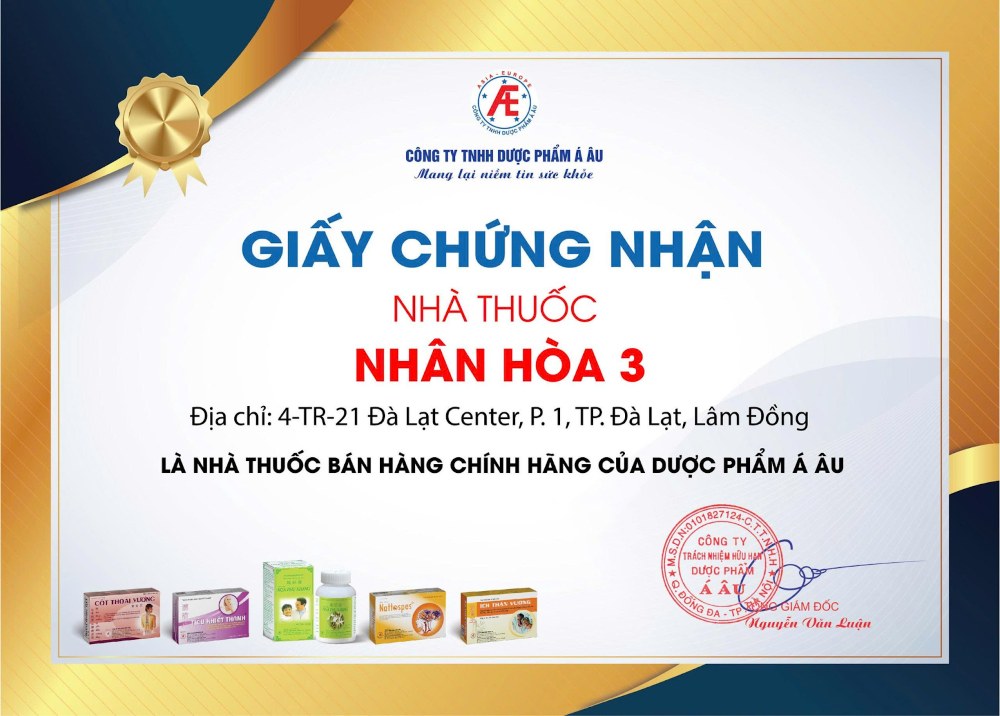 Nhà thuốc nhân hòa 1 là nhà thuốc bán hàng chính hãng của dược phẩm á âu